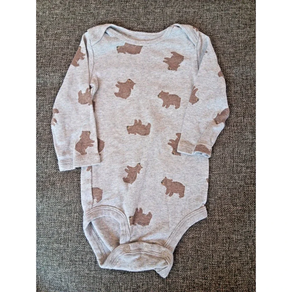 Carters Shirt 6 to 9 month Boys Gray Long sleeve Snap Up Bears